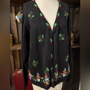 Vintage Christmas Sweater with Embroidered Details